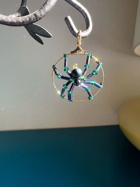 Handmade wire wrapped spider pendant